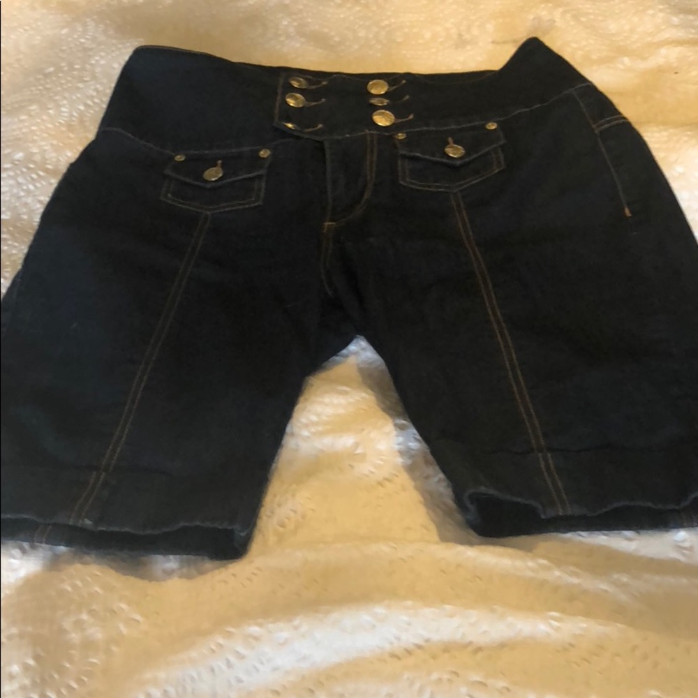 crest hi waisted jean shorts